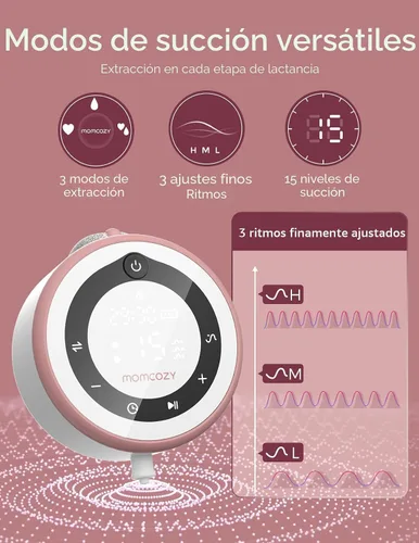 Miniatura 3 de Momcozy - Bomba extractora de leche V1 Pro de grado hospitalario, sacaleche portátil y manos libres, bomba eléctrica mejorada con 3 ritmos ajustados