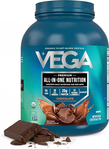Miniatura 19 de Vega Todo en Uno Nutrición Orgánica - 20 g de proteína de guisante a base de plantas, vainilla francesa, 43 porciones, vitaminas A y C, probióticos