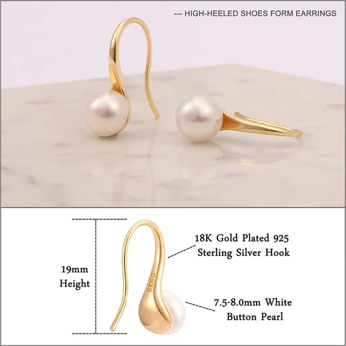 Miniatura 11 de Aretes colgantes de plata de ley 925 seleccionados a mano AAA+ de 7.5 a 0.315 in con perlas cultivadas de agua dulce blancas para mujer