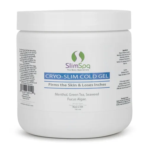 SlimSpa Cyro-Slim Gel frío – Solución de gel criogénico reafirmante y tensora de la piel con mentol y té verde – Apunta la celulitis en la barriga,