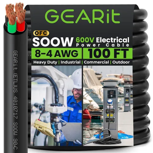 Miniatura 20 de GEARit Cable de alimentación portátil 6/3 6 AWG (100 pies - 3 conductores) SOOW 600V Cable eléctrico de calibre 6 para derivaciones de motor, luces