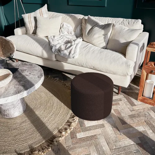 Miniatura 6 de ZICOTO Hermoso puf otomano Boucle y reposapiés - Eleva la decoración de tu sala de estar con comodidad ligera y encanto, un moderno poof relleno