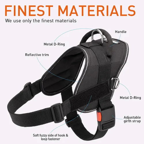 Miniatura 5 de Dean & Tyler DT Arnés de neopreno negro para perro con asa y ribete reflectante (negro, circunferencia de 20 a 23 pulgadas (XS))
