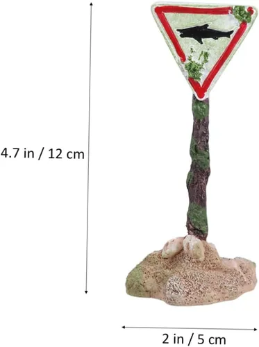 Miniatura 6 de ULTECHNOVO Decoración de acuario artificial Pe117 Shark Fish Tank Señal de advertencia de dibujos animados de resina ornamento único paisaje