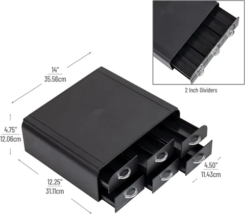 Miniatura 3 de Mind Reader - Organizador de cápsulas de café de una porción con 2 cajones, capacidad para 72 cápsulas, para encimera, 14"L x 12.25"W x 4.75"H, negro