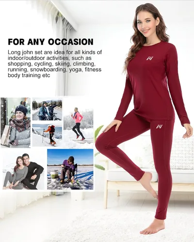 Miniatura 6 de MEETWEE Ropa interior térmica para mujer, Long Johns Ski para clima frío, capa base, cálida parte superior e inferior de invierno para correr