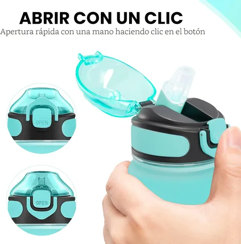 Miniatura 5 de Enerbone Botella de agua potable de 32 oz con tiempos para beber y popote, motivacional con correa para llevar, a prueba de fugas, sin BPA ni
