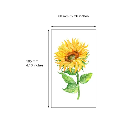 Miniatura 2 de Pegatina de tatuaje temporal de girasoles impermeable amarillo acuarela mujeres niñas mano brazo hombro cuerpo arte 10.5X6cm Set de 24 (SF206)