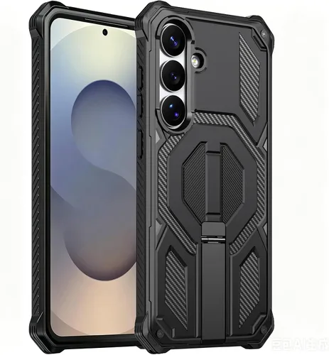 Miniatura 22 de Funda magnética para Samsung Galaxy S24 FE con soporte y protector de pantalla [compatible con Magsafe] antideslizante, cuerpo completo, doble capa