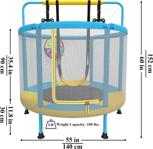 Miniatura 6 de Trampolín de 60 pulgadas para niños, mini trampolín 6 en 1 de 5 pies para interiores y exteriores, juguetes de Navidad, regalos de cumpleaños