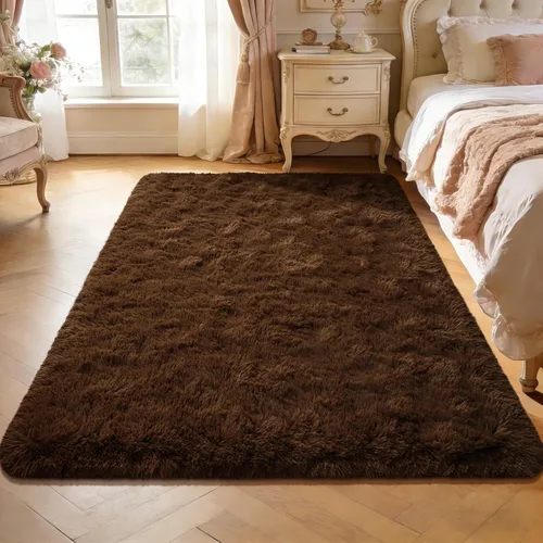 Miniatura 27 de Przemy - Alfombra mullida para dormitorio y sala de estar, alfombra de 4 x 6 pies, beige, alfombra de pelo largo suave y esponjosa, alfombra
