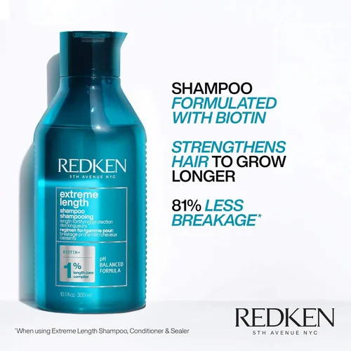 Miniatura 3 de Redken Extreme Length Biotin Shampoo For Longer Hair – Promotes Healthy Hair Growth, Strengthens Damaged Hair, Prevents Hair Breakage, Infused With