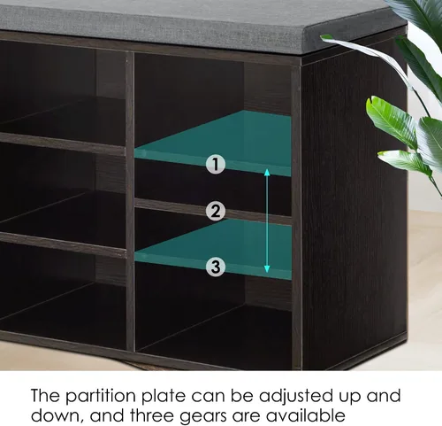 Miniatura 7 de PayLessHere Banco de zapatos – Organizador de zapatos de 10 compartimentos con estante de 3 niveles y estantes ajustables para sala de estar, Negro