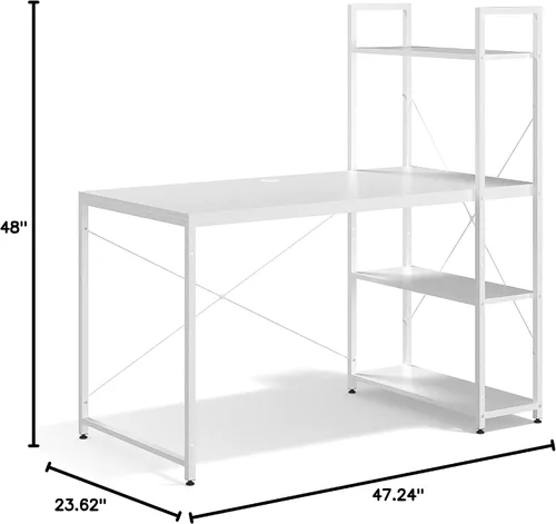 Miniatura 2 de Ames - Escritorio reversible para computadora de juegos de 47 pulgadas con estantes ajustables, escritorio de oficina en casa, gestión de cables