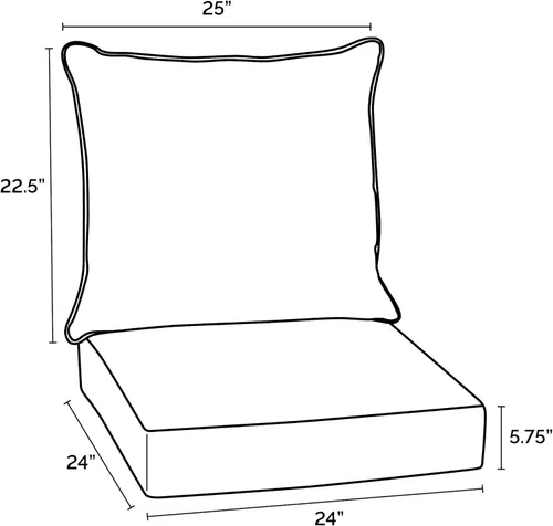 Miniatura 3 de Arden Outdoor Deep Seat Cushion Set, 24 x 24 pulgadas, Cojín para patio resistente al clima, a la lluvia y a la decoloración para silla, sofá y sofá