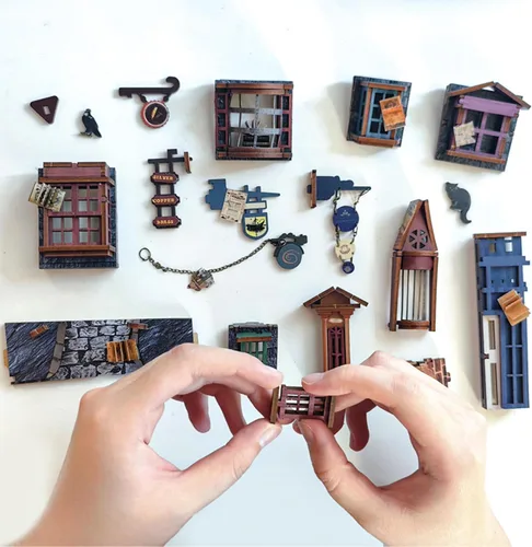 Miniatura 5 de Kit de rincón de libros mágico - Kit de casa de muñecas en miniatura DIY para adultos y adolescentes, rompecabezas de madera 3D para estantería