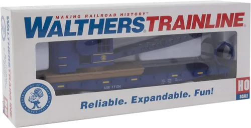 Miniatura 5 de Walthers Trainline Coche plano con grúa de tala listo para funcionar-Ferrocarril de Alaska (azul) 931-1780 Modelo de ferrocarril a escala HO