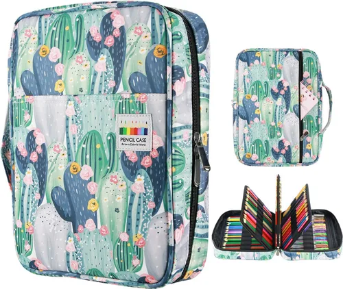 YOUSHARES Estuche organizador de lápices de colores con 220 ranuras para bolígrafos con práctico envoltorio y cremallera, soporte multicapa para