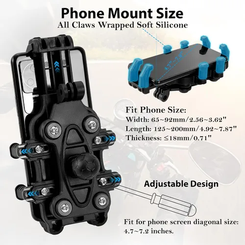 Miniatura 7 de EMERK Soporte para Teléfono de Motocicleta - [Amortiguador de Vibración Dual] [Anti-Vibración Anti-Robo] Soporte para Teléfono de Bicicleta, Cuna