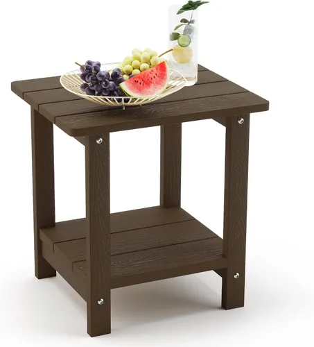 Miniatura 13 de LUE BONA - Mesa auxiliar de exterior Adirondack, mesa auxiliar de patio de 2 niveles Aruba Blue HDPS, mesa auxiliar resistente a la intemperie, mesa