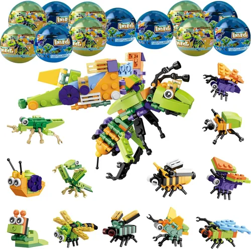 12 piezas de huevos de Pascua prellenados de insectos 12 en 1 mini juguetes para niños, recuerdos de fiesta de Pascua, rellenos de cesta de Pascua,