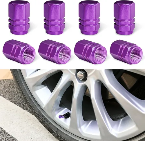 Ziciner 8 piezas de tapas de vástago de válvula de neumático para automóvil, cubiertas de válvula de rueda de aleación de aluminio con junta tórica