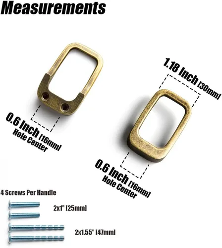 Miniatura 2 de Goo-Ki - Tiradores para armario de latón antiguo con centros de agujero de 0.6" (16MM), tiradores retro de aleación de zinc para cajones, armarios