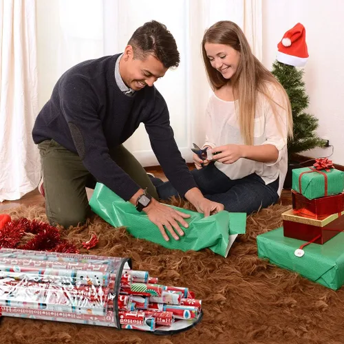 Miniatura 7 de ProPik - Bolsa organizadora de papel para regalo, almacena hasta 25 rollos de 40 pulgadas, poliéster resistente y bolsa transparente de PVC con asas