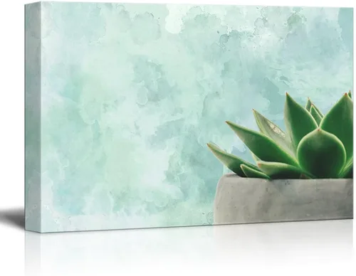 Miniatura 12 de wall26 Lienzo decorativo para pared, diseño de planta suculenta sobre fondo de estilo retro, arte moderno para el hogar, listo para colgar, 12.0 x