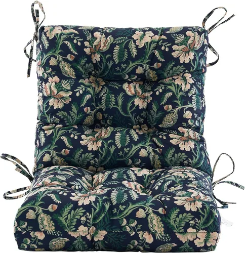 Miniatura 2 de BLISSWALK Cojines para sillas de exterior, 40 x 20 x 4 pulgadas, cojín de mimbre grueso con respaldo bajo y lazos para muebles de patio, floral