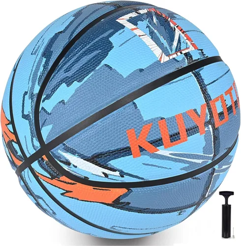 Miniatura 25 de KUYOTQ - Baloncesto para niños, jóvenes y adultos, tamaño 3/4/5/6/7 (22/25.5/27.5/28.5/29.5"), baloncesto premium de goma o cuero sintético