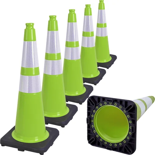 Miniatura 20 de Paquete de 6 conos de tráfico de PVC extra grandes de 36 pulgadas con base resistente, conos de seguridad de alta visibilidad para todo