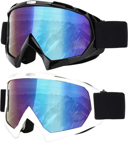 Miniatura 10 de LJDJ Gafas de esquí, paquete de 2 gafas de snowboard para nieve, antivaho y protección UV, visión amplia para hombres, mujeres y adultos