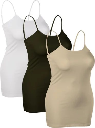 Miniatura 210 de Emmalise Camisola larga casual básica para mujer, con tirantes ajustables, top en capas