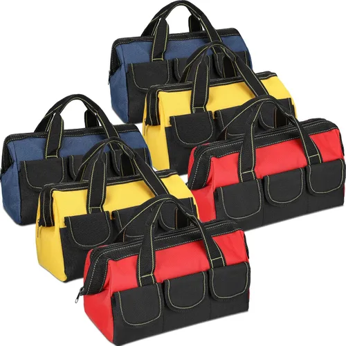 Silkfly 6 piezas bolsa de herramientas para hombres y mujeres, bolsa de herramientas resistente con fondo duro impermeable, múltiples bolsillos,