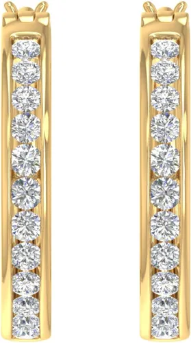 Miniatura 2 de Aretes tipo argolla de diamantes de 1 quilate en oro macizo de 14 quilates (claridad I1-I2)