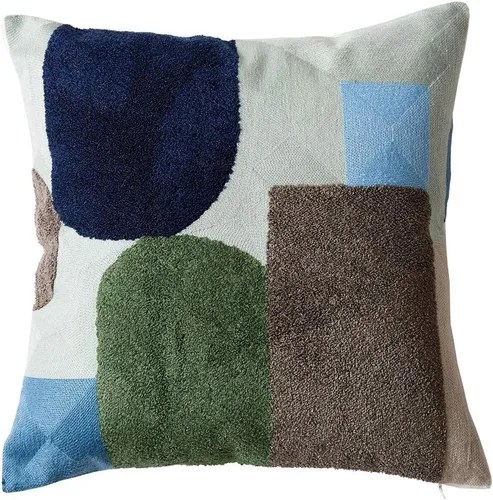 Miniatura 16 de vctops Funda decorativa para cojín con detalles de penachos geométricos estilo bohemio, funda de almohada cuadrada bordada en algodón para sofá