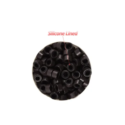 Miniatura 3 de 500 cuentas de extensiones de cabello con micro anillos forrados de silicona de 0.197 in, cuentas para extensiones de cabello con punta I