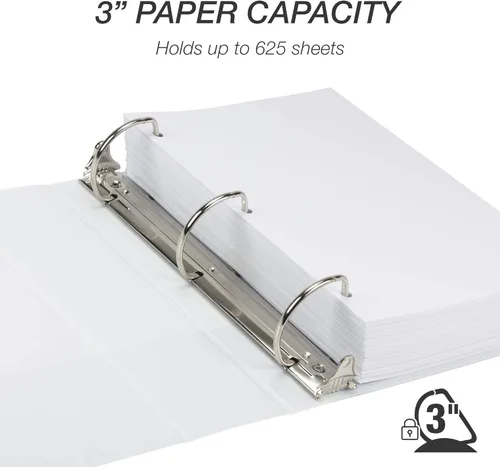 Miniatura 45 de Samsill - Carpeta duradera de 5 pulgadas, fabricada en los Estados Unidos, con anillos en D, transparente y personalizable, color blanco