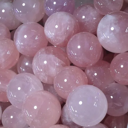 Miniatura 6 de Bolas Baoding de cuarzo rosa de 1.4 pulgadas, bolas pequeñas de cristal rosa curativo para el estrés, bolas de mano para terapia de manos, alivio