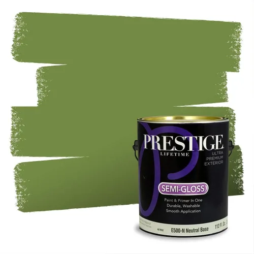 Miniatura 124 de Prestige Paints - Pintura exterior e imprimación en uno, 1 galón, plano, compatibilidad comparable con el color menta «Whipped Mint» de Behr