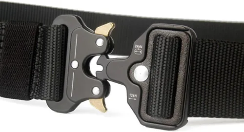 Miniatura 5 de VANGULL Cinturón táctico cinturón de trabajo de nylon de la web de las correas de 1,5 pulgadas con la hebilla resistente, Negro