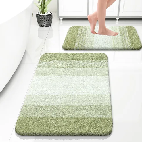 Miniatura 86 de OLANLY Juego de 2 alfombras de baño de microfibra suave y absorbente, antideslizantes, se pueden lavar y secar a máquina, alfombras de baño peludas