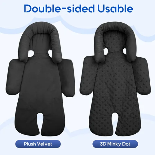 Miniatura 4 de Soporte para la cabeza del asiento de coche para recién nacido con juego de 3 cubiertas para los hombros, inserto reversible 2-en-1 para asiento