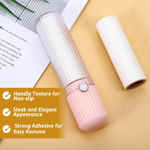 Miniatura 6 de 1 paquete de mini rodillo de pelusa con 150 hojas adhesivas recargable compacto removedor de pelusa de bolsillo para viajes, removedor de pelo