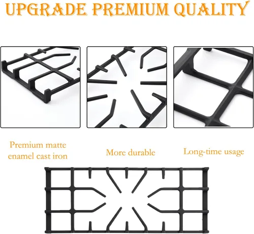 Miniatura 4 de Repuesto mejorado de rejilla 807412601 para piezas de estufa Frigidaire, 20 x 7.9 pulgadas, rejilla de quemador de superficie de hierro fundido