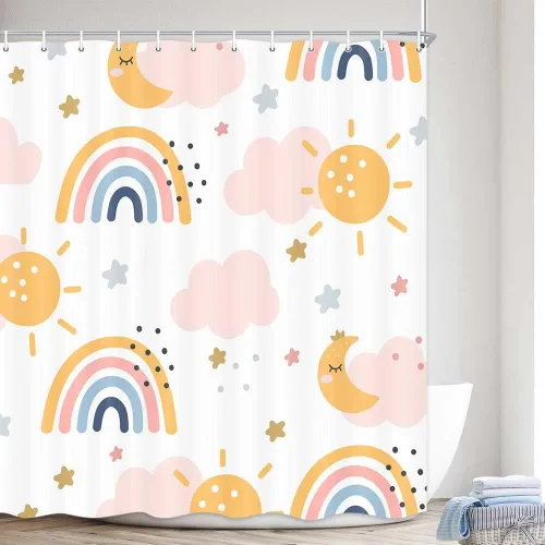 Miniatura 11 de Cortina de ducha con diseño de mariposas, diseño floral, moderna, femenina, para baño, accesorios de baño para niños con ganchos, 47 x 64 pulgadas