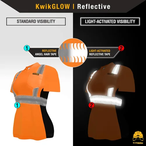Miniatura 3 de KwikSafety - Charlotte, NC - Vixen Hi Vis Short Sleeve Safety Shirt for Women [Angel Hair Reflective Tape] Naranja