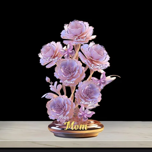 Miniatura 14 de Cada rosa contiene una pieza de tu lámpara de corazón, placa de rosa personalizada con nombre de 1 a 10 niños, luz LED personalizada para mamá, flor
