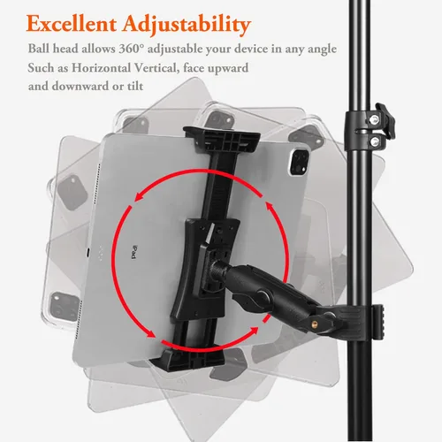 Miniatura 3 de Soporte para iPad para soporte de micrófono, soporte de teléfono para tableta, soporte de música para micrófono, soporte giratorio ajustable
